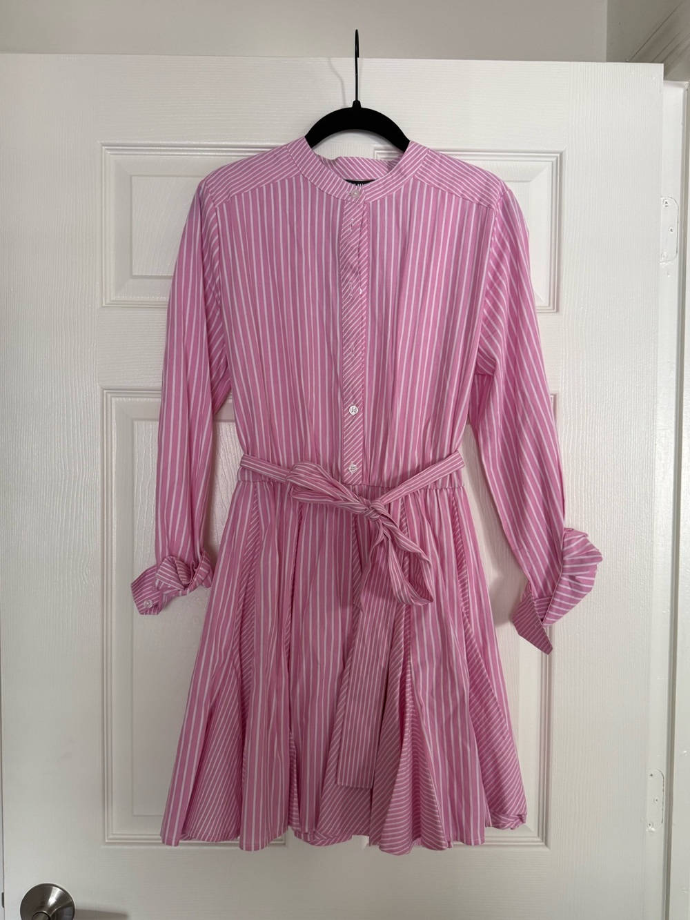 Steve Madden Pink Stripe Shirt Dress with Waist Tie